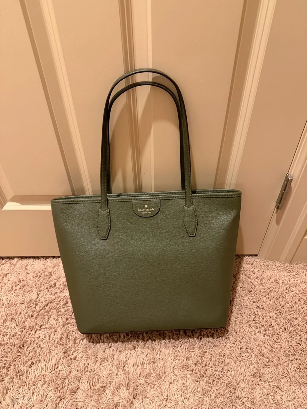 kate spade Olive Green Saffiano Leather Tote with matching wallet